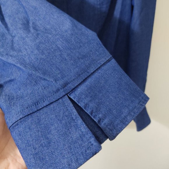 Linea by Louis Dell'Olio Navy Cotton Jacket Women's Size M Blue Gold Buttons - Picture 3 of 10